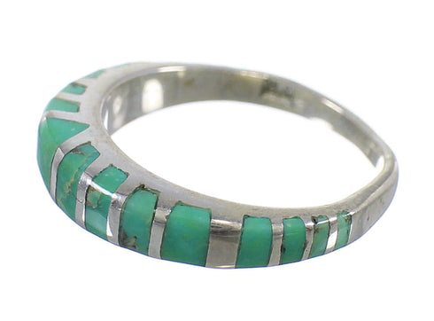 Southwestern Turquoise Inlay Sterling Silver Jewelry Ring Size 5-1/2 AX80012